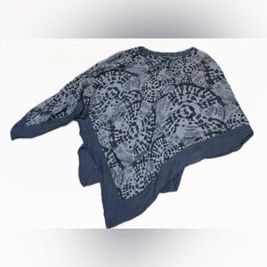 Tie Dye Poncho Blue Patterned Lightweight Layering Top